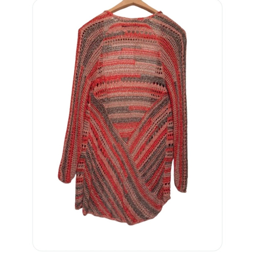 Xoxo Open Women Sweater Linen Blend Orange and Browns Long Sleeve‎ Sz M crochet